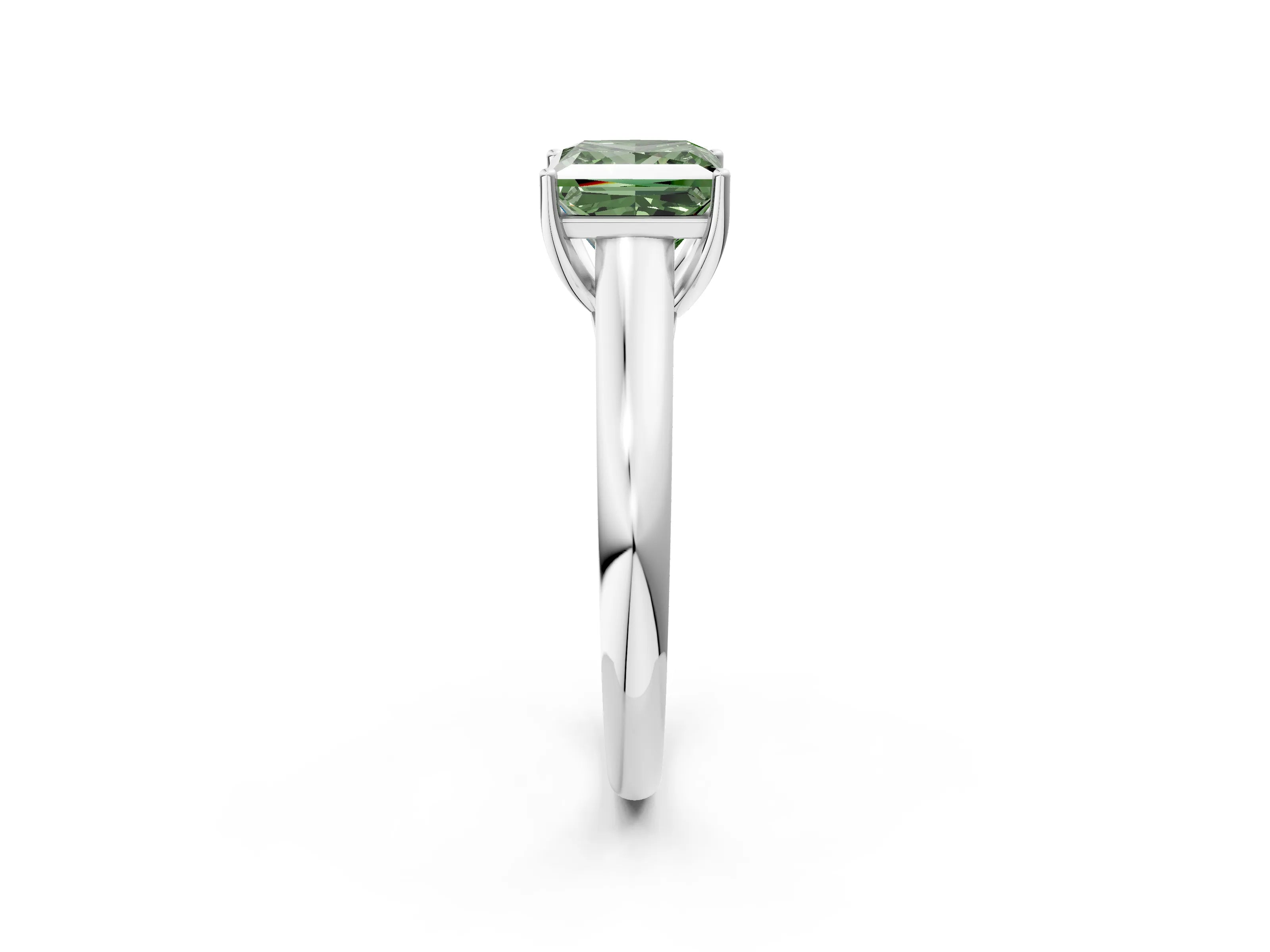 White gold Fancy Green Princess Cut Solitaire Engagement Ring with Tapered Band and Four-Prong Setting_17