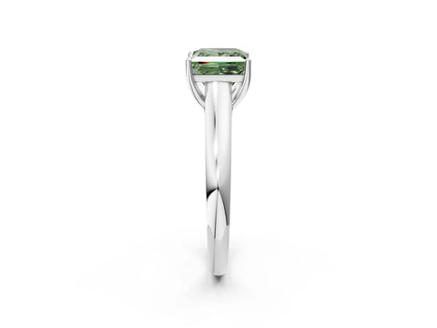 White gold Fancy Green Princess Cut Solitaire Engagement Ring with Tapered Band and Four-Prong Setting_17