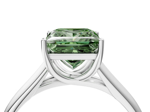 White gold Fancy Green Princess Cut Solitaire Engagement Ring with Tapered Band and Four-Prong Setting_19