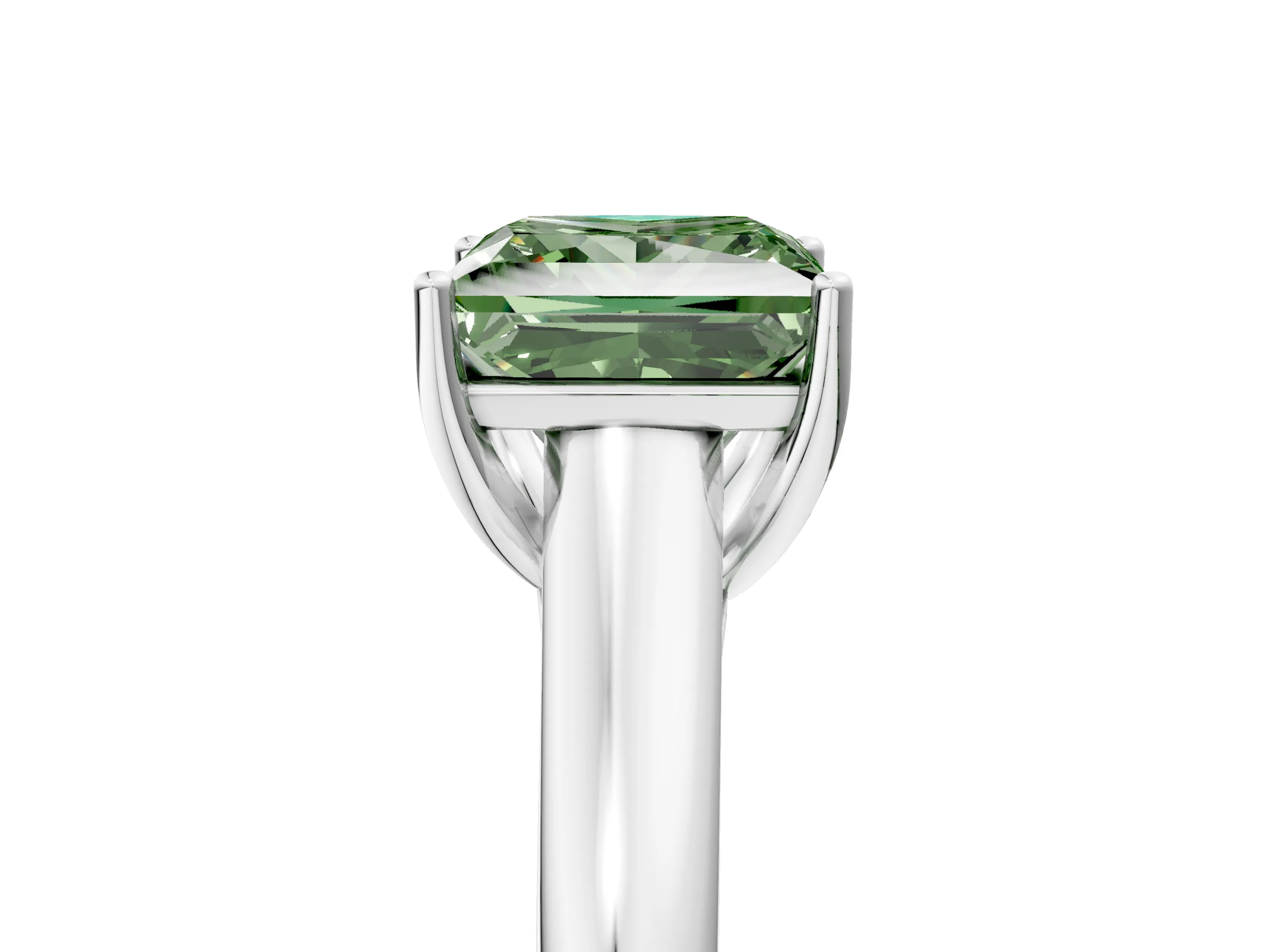 White gold Fancy Green Princess Cut Solitaire Engagement Ring with Tapered Band and Four-Prong Setting_20