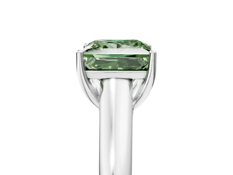 White gold Fancy Green Princess Cut Solitaire Engagement Ring with Tapered Band and Four-Prong Setting_20
