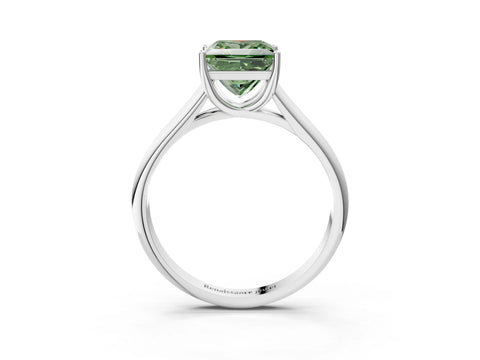 White gold Fancy Green Princess Cut Solitaire Engagement Ring with Tapered Band and Four-Prong Setting_6