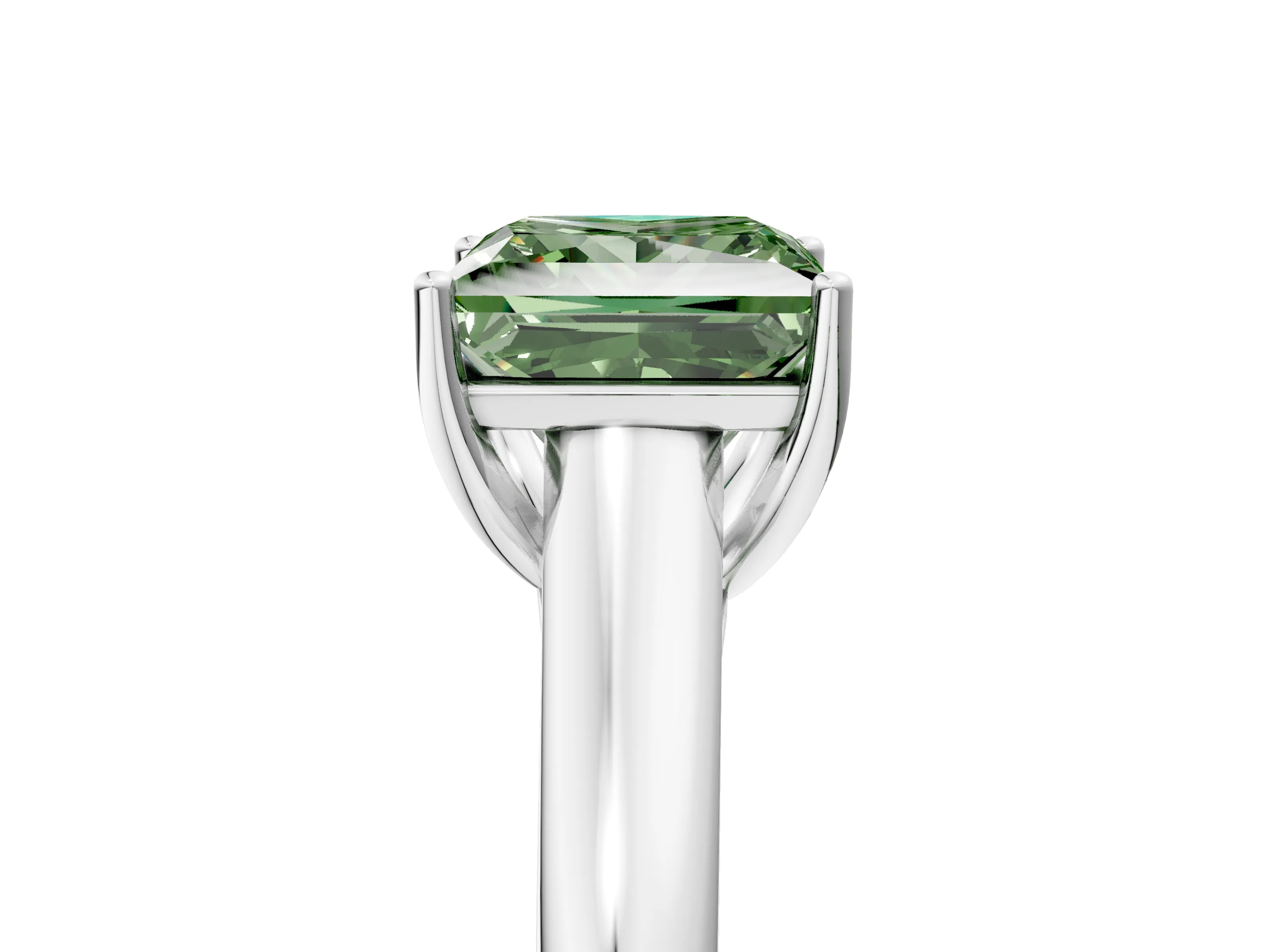 White gold Fancy Green Princess Cut Solitaire Engagement Ring with Tapered Band and Four-Prong Setting_8