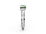 White gold Fancy Green Princess  Cut Solitaire Engraved Band with Four-Prong Setting_2