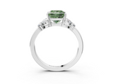 White gold Fancy Green Princess  Cut Solitaire Floral Diamond Ring with Four-Prong Setting_3