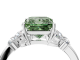 White gold Fancy Green Princess  Cut Solitaire Floral Diamond Ring with Four-Prong Setting_4