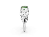 White gold Fancy Green Princess Cut Solitaire Leaf-Inspired Engagement Ring with Prong Setting_14
