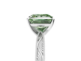 White gold Fancy Green Princess Cut Solitaire Milgrain Engraved Band with Four-Prong Setting_17