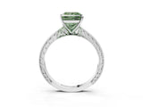 White gold Fancy Green Princess Cut Solitaire Milgrain Engraved Band with Four-Prong Setting_3