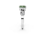 White gold Fancy Green Princess Cut Solitaire Milgrain Leaf Band with Prong Setting_14