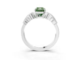 White gold Fancy Green Princess Cut Solitaire Milgrain Leaf Band with Prong Setting_15
