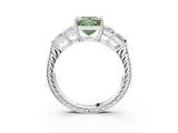 White gold Fancy Green Princess Cut Solitaire Princess Side Stone Engraved Band Prong Setting Ring_15