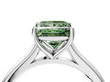 White gold Fancy Green Princess  Cut Solitaire Ring with Cathedral Band and Four-Prong Setting_4