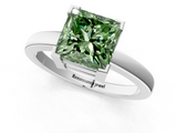 White gold Fancy Green Princess  Cut Solitaire Ring with Four-Prong Setting and Classic Band_1