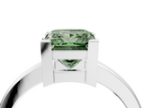 White gold Fancy Green Princess  Cut Solitaire Ring with Four-Prong Setting and Classic Band_4