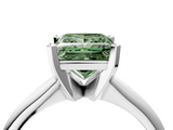 White gold Fancy Green Princess  Cut Solitaire Ring with Four-Prong Setting on a Classic Band_4