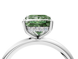 White gold Fancy Green Princess  Cut Solitaire Ring with Thin Band and Four-Prong Setting_4
