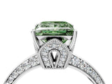 White gold Fancy Green Princess Cut Solitaire Split Shank Pave Diamond Engagement Ring with Four-Prong Setting_28