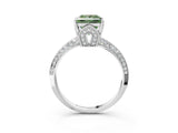 White gold Fancy Green Princess Cut Solitaire Split Shank Pave Diamond Engagement Ring with Four-Prong Setting_3