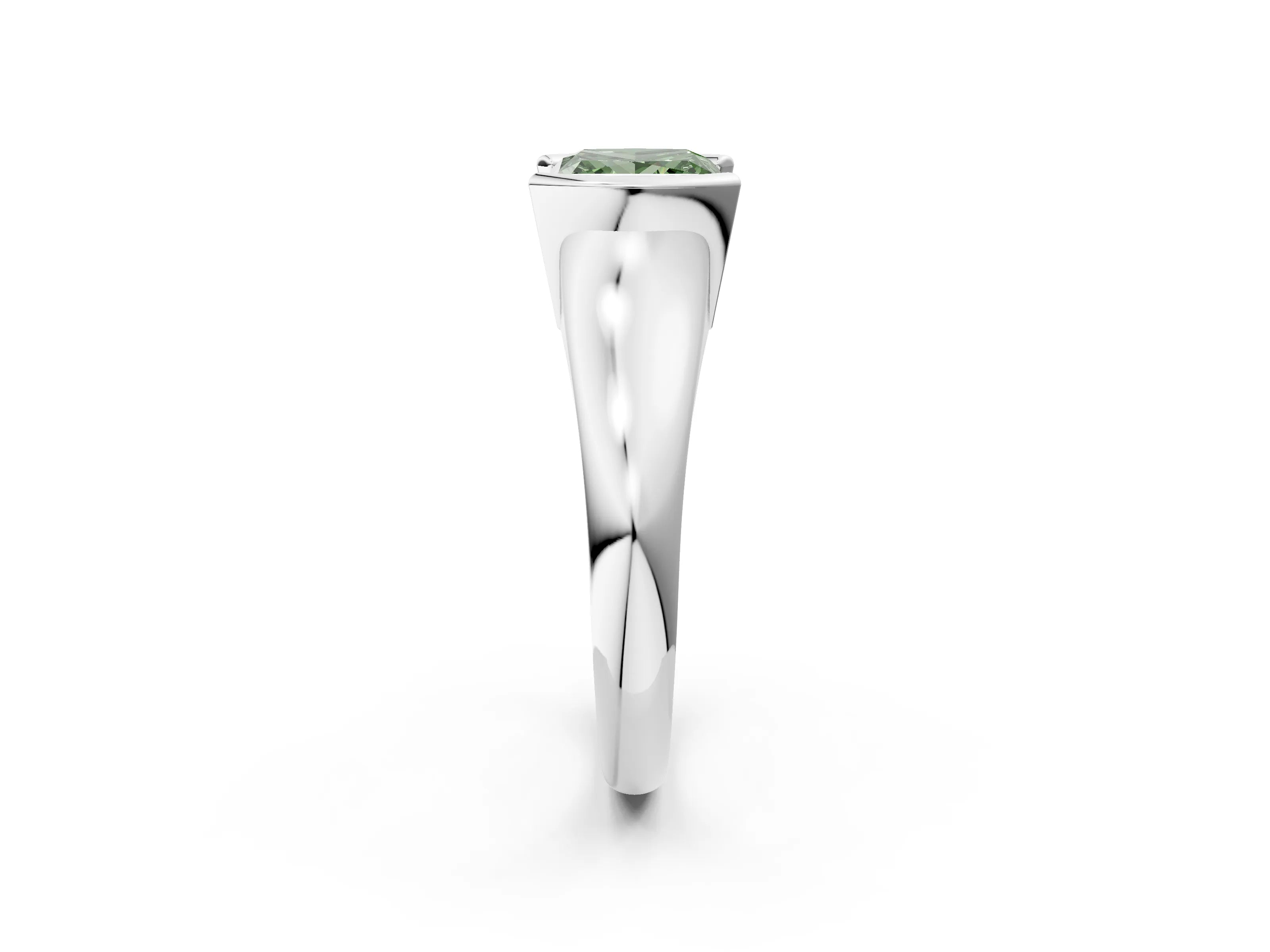 White gold Fancy Green Princess Cut Solitaire Tension Set Diamond Ring with Split Shank Band_14