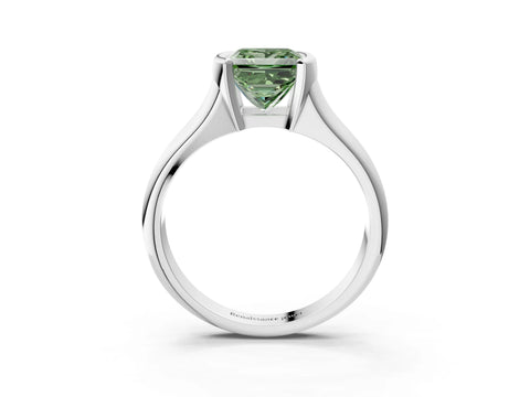 White gold Fancy Green Princess Cut Solitaire Tension Set Diamond Ring with Split Shank Band_15