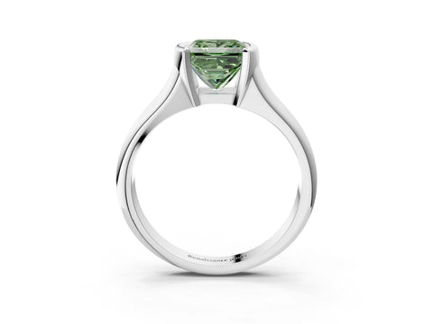 White gold Fancy Green Princess Cut Solitaire Tension Set Diamond Ring with Split Shank Band_3