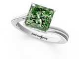 White gold Fancy Green Princess  Cut Solitaire Twist Band Ring with Four-Prong Setting_1