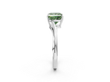 White gold Fancy Green Princess  Cut Solitaire Twist Band Ring with Four-Prong Setting_2