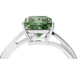 White gold Fancy Green Princess  Cut Solitaire Twist Band Ring with Four-Prong Setting_4