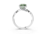 White gold Fancy Green Princess Cut Solitaire Twist Pave Diamond Engagement Ring with Prong Setting_15