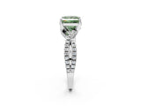 White gold Fancy Green Princess Cut Solitaire Twist Pave Diamond Engagement Ring with Prong Setting_2