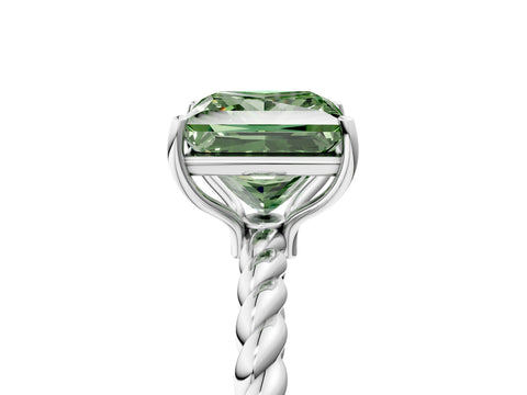 White gold Fancy Green Princess Cut Solitaire Twisted Band 4-Prong Ring_29