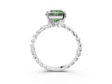 White gold Fancy Green Princess  Cut Solitaire Twisted Band with Four-Prong Setting_32