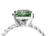 White gold Fancy Green Princess  Cut Solitaire Twisted Band with Four-Prong Setting_33