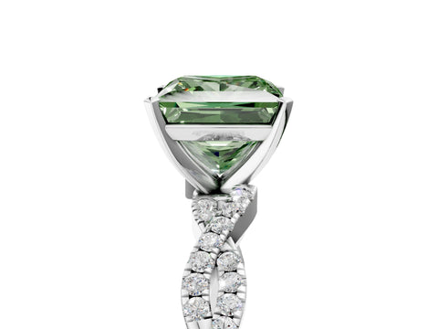 White gold Fancy Green Princess Cut Solitaire Twisted Pave Band with Four-Prong Setting_32