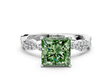 White gold Fancy Green Princess Cut Solitaire Twisted Pave Band with Four-Prong Setting_36