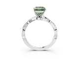 White gold Fancy Green Princess Cut Solitaire Twisted Pave Band with Four-Prong Setting_36