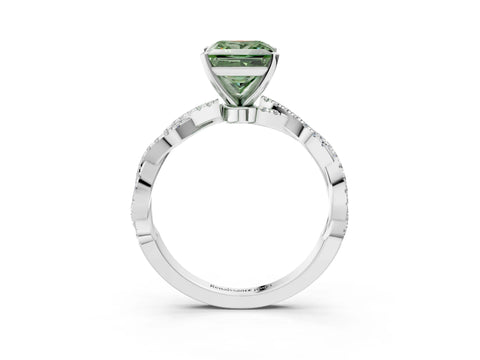 White gold Fancy Green Princess Cut Solitaire Twisted Pave Band with Four-Prong Setting_39