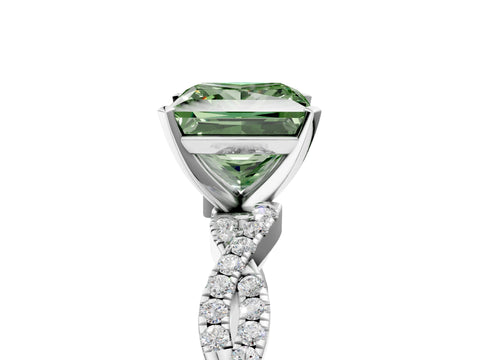 White gold Fancy Green Princess Cut Solitaire Twisted Pave Band with Four-Prong Setting_41