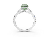 White gold Fancy Green Princess  Cut Split Shank Pave Diamond Engagement Ring with Four-Prong Setting_3