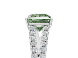 White gold Fancy Green Princess  Cut Split Shank Pave Diamond Engagement Ring with Four-Prong Setting_5