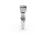 White gold Fancy Green Princess  Cut Three-Stone Channel Set Ring with Bar Prongs_2