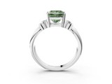 White gold Fancy Green Princess  Cut Three-Stone Channel Set Ring with Bar Prongs_3