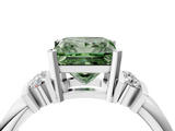 White gold Fancy Green Princess  Cut Three-Stone Channel Set Ring with Bar Prongs_4