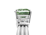White gold Fancy Green Princess  Cut Three-Stone Channel Set Ring with Bar Prongs_5
