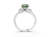 White gold Fancy Green Princess  Cut Three-Stone Diamond Pavé Band with Prong Setting_3