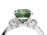 White gold Fancy Green Princess  Cut Three-Stone Diamond Pavé Band with Prong Setting_4