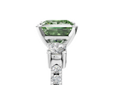 White gold Fancy Green Princess  Cut Three-Stone Diamond Pavé Band with Prong Setting_5