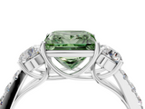 White gold Fancy Green Princess  Cut Three-Stone Diamond Pave Band with Prong Setting_21