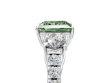 White gold Fancy Green Princess  Cut Three-Stone Diamond Pave Band with Prong Setting_22